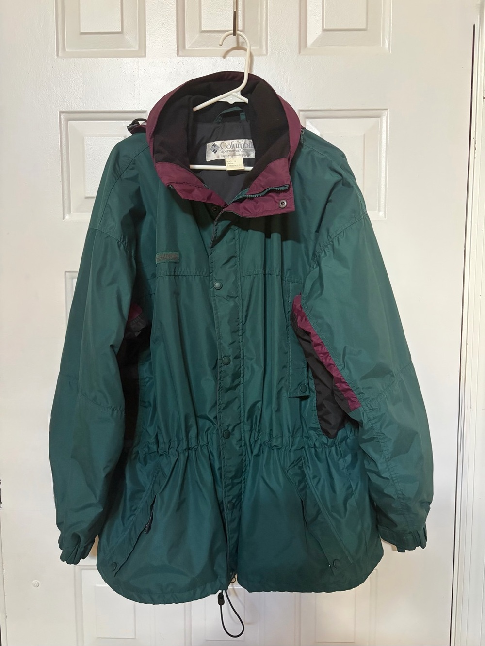 Columbia Ski Jacket Mens XL Colorblock Longs Peak Full Zip Hooded Vintage Teal